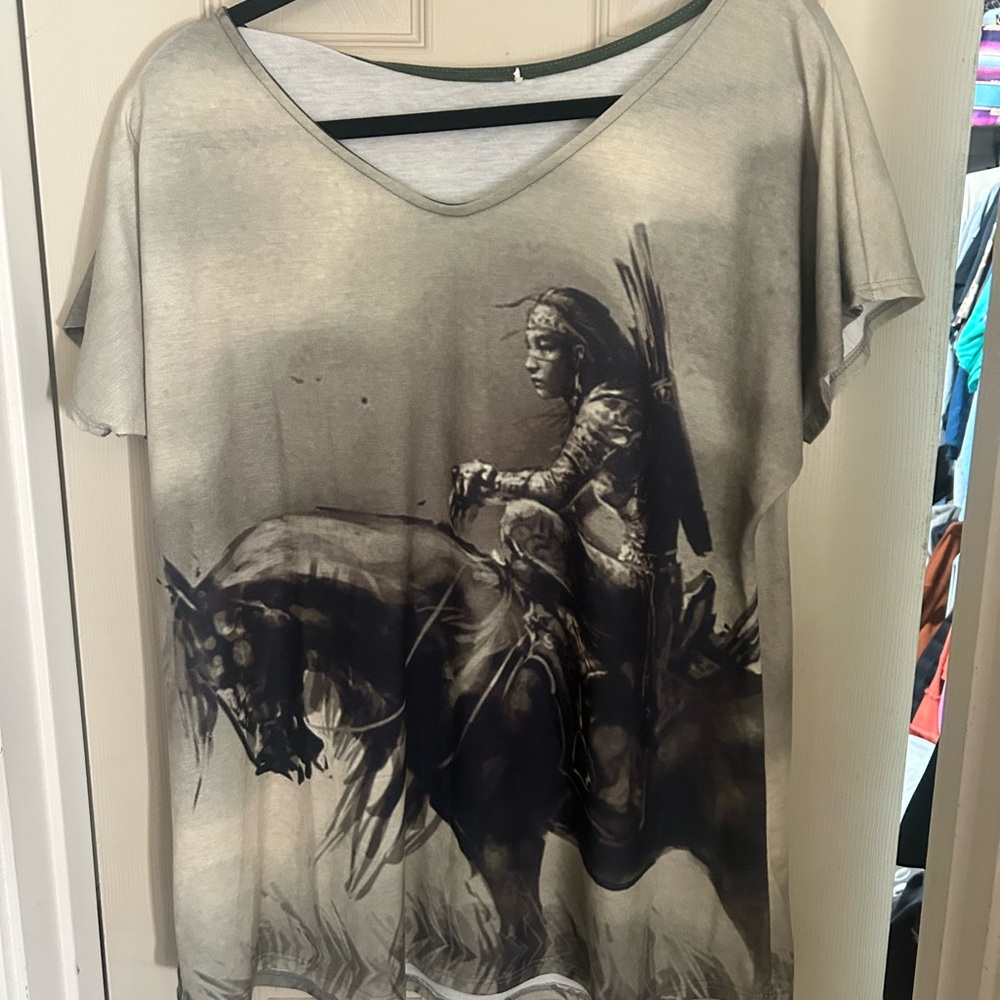 Graphic Tee with Native American Print